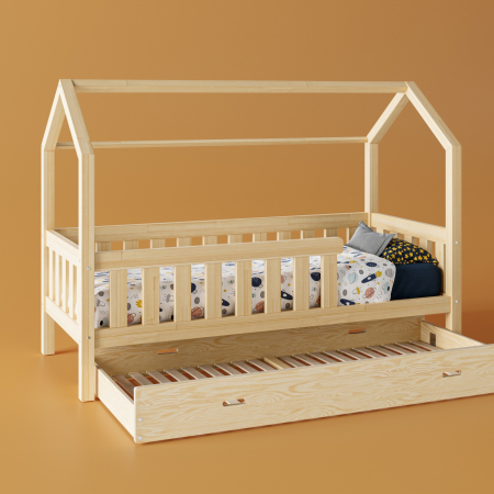 Niskie łóżko dla dziecka z barierką (Domek Trano PZ)
